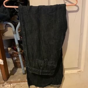 Volcom wide leg jeans with shredded cuffs